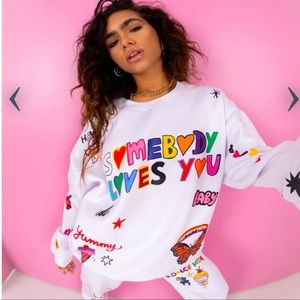 Mayfair Group “somebody loves you” crew neck sweater